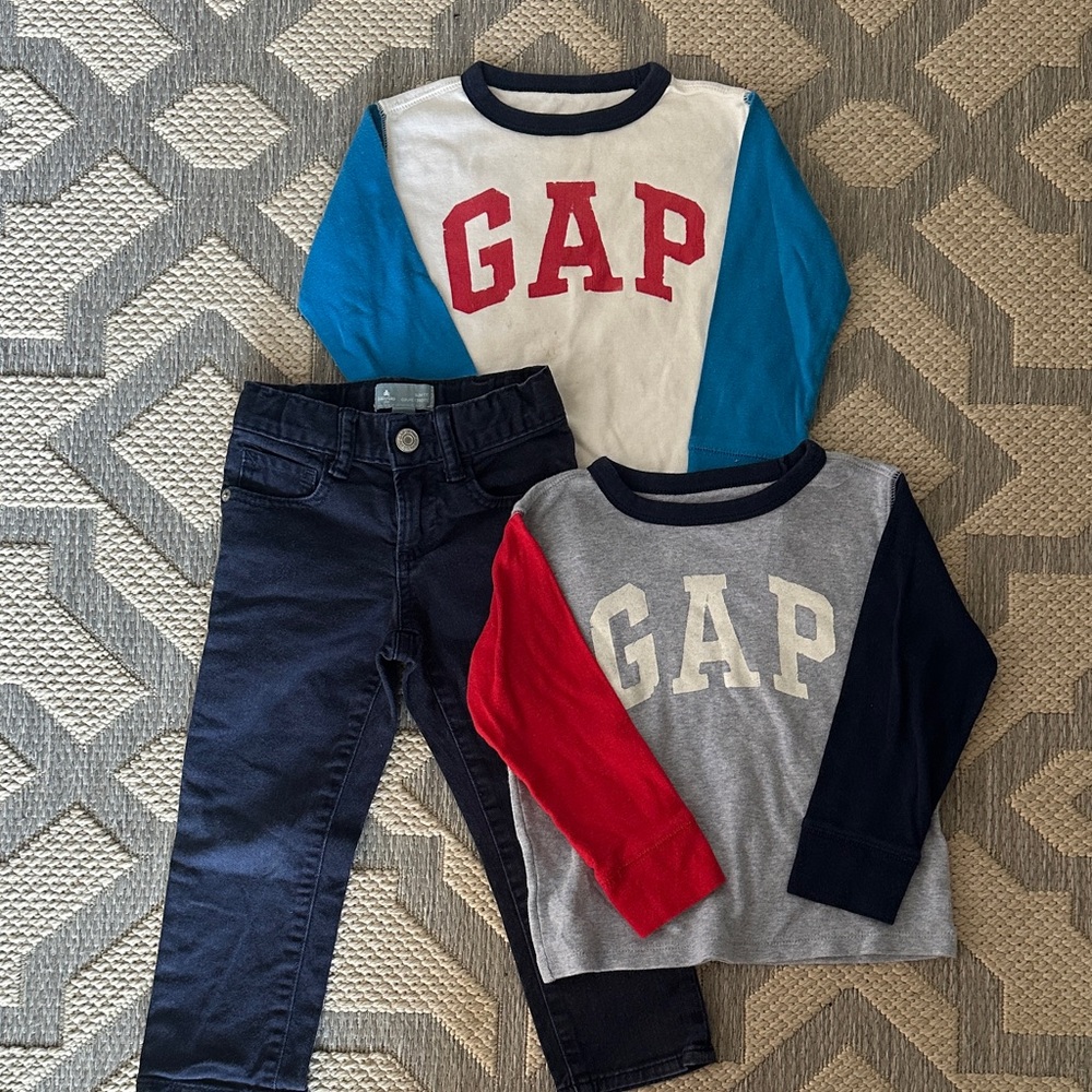 GAP Kids Long Sleeve Tees - Blue, Red, Gray